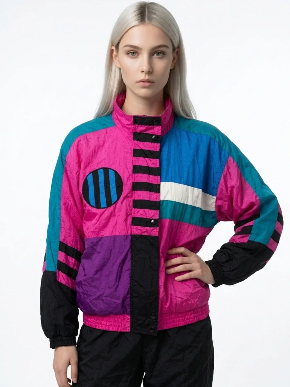 BOCOO | Vintage Colorblock Retro Windbreaker Jacket Pink/Blue Women’s Size M
